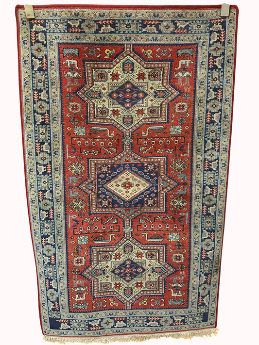 Orientteppich handgeknüpft debend Kazak 145x87 cm