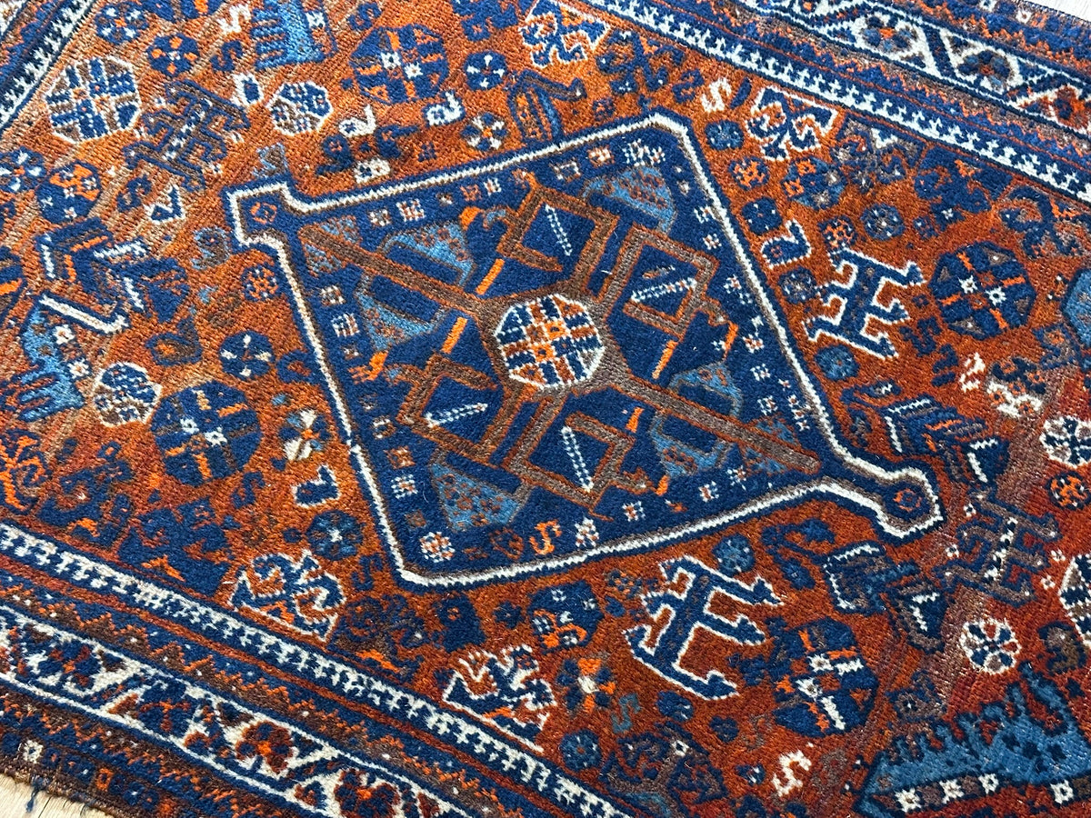 Antiker Orientteppich handgeknüpft Ghashghai 160x110 cm