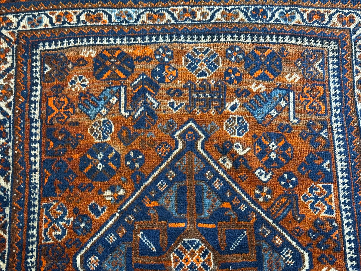 Antiker Orientteppich handgeknüpft Ghashghai 160x110 cm