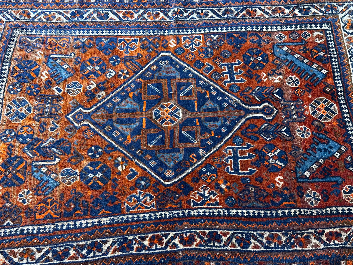 Antiker Orientteppich handgeknüpft Ghashghai 160x110 cm