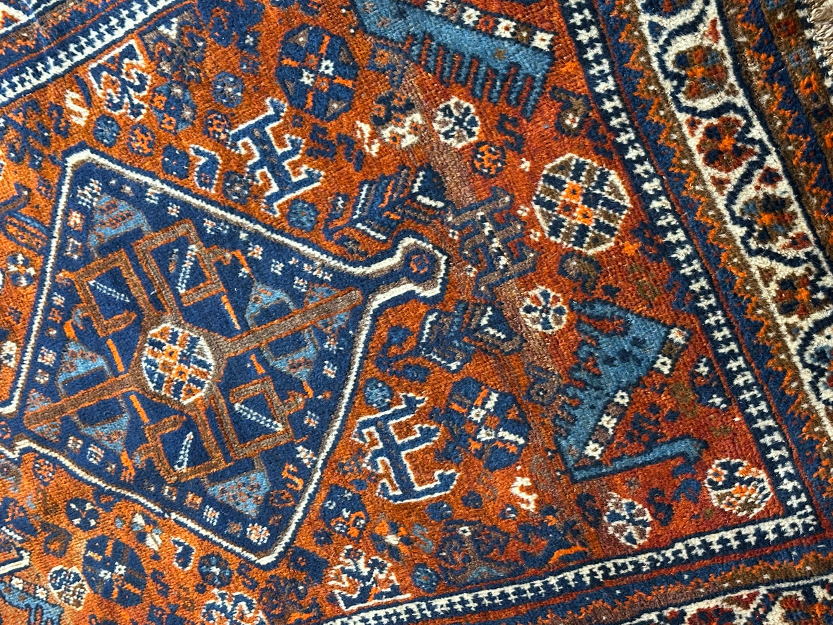 Antiker Orientteppich handgeknüpft Ghashghai 160x110 cm