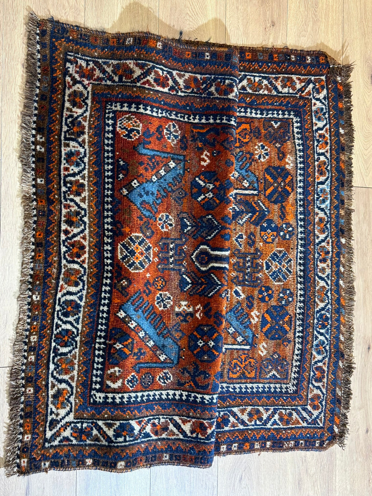 Antiker Orientteppich handgeknüpft Ghashghai 160x110 cm