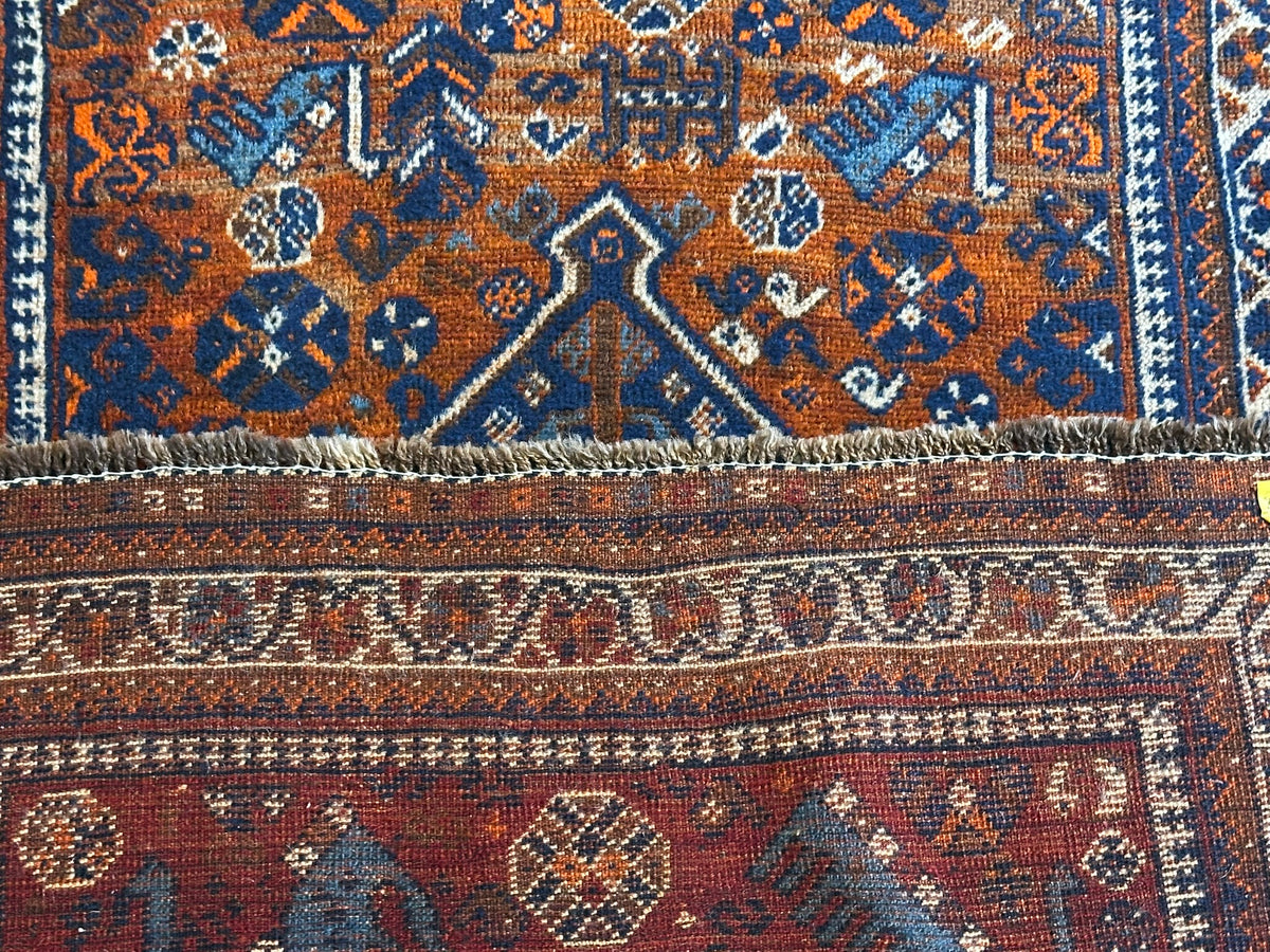 Antiker Orientteppich handgeknüpft Ghashghai 160x110 cm