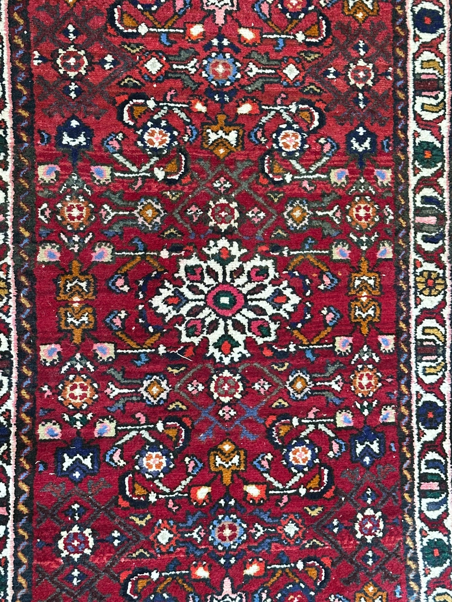 Orientteppich handgeknüpft Hamadan Läufer 300x80 cm