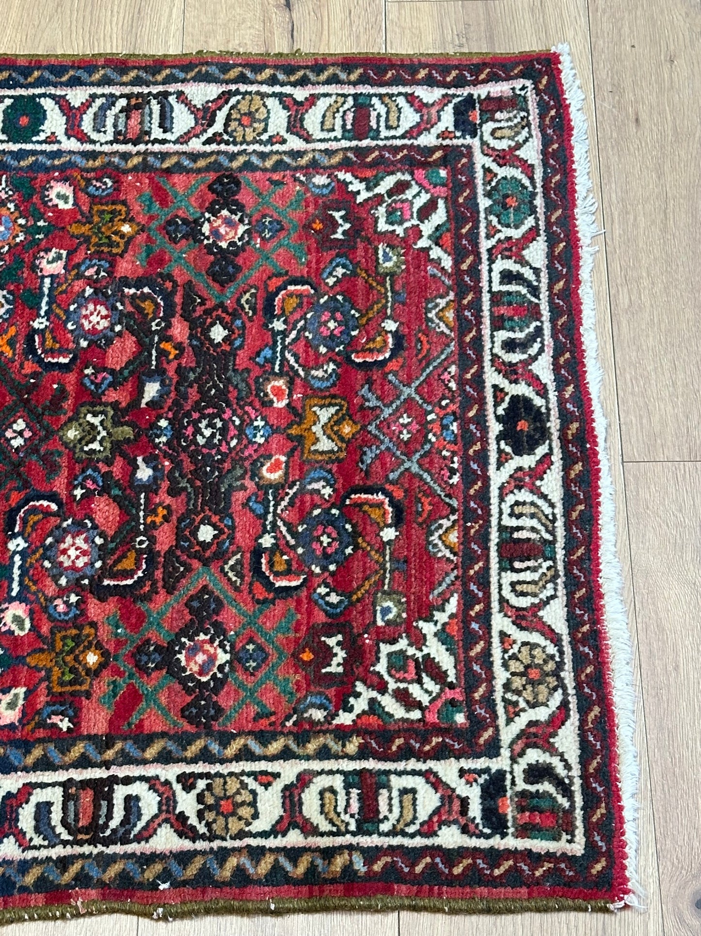 Orientteppich handgeknüpft Hamadan Läufer 300x80 cm