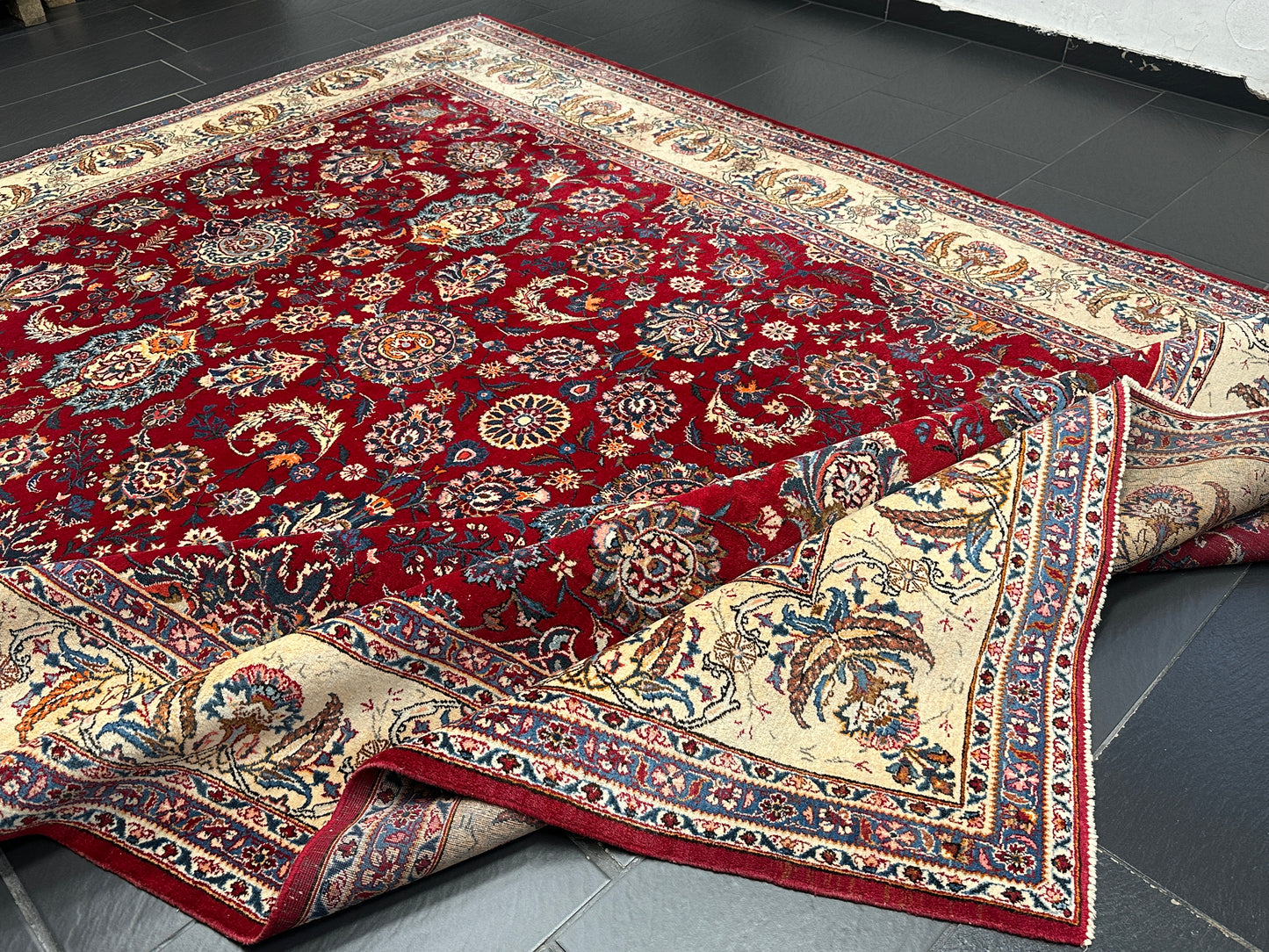 Antiker Handgeknüpfter Perser Orientteppich - Keschan Korkwolle 380x270cm