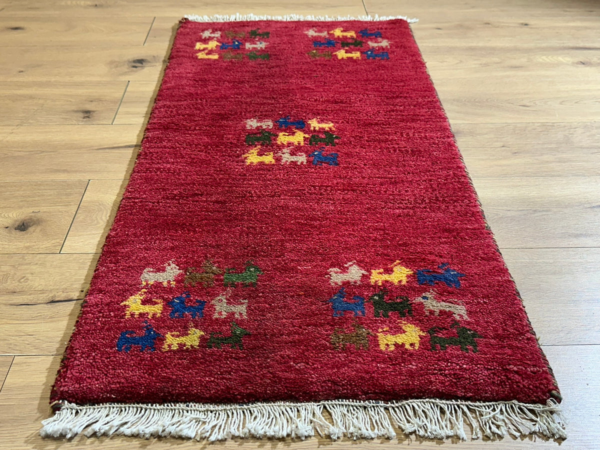 Moderner Gabbeh Teppich handgeknüpft Läufer 120x58 cm