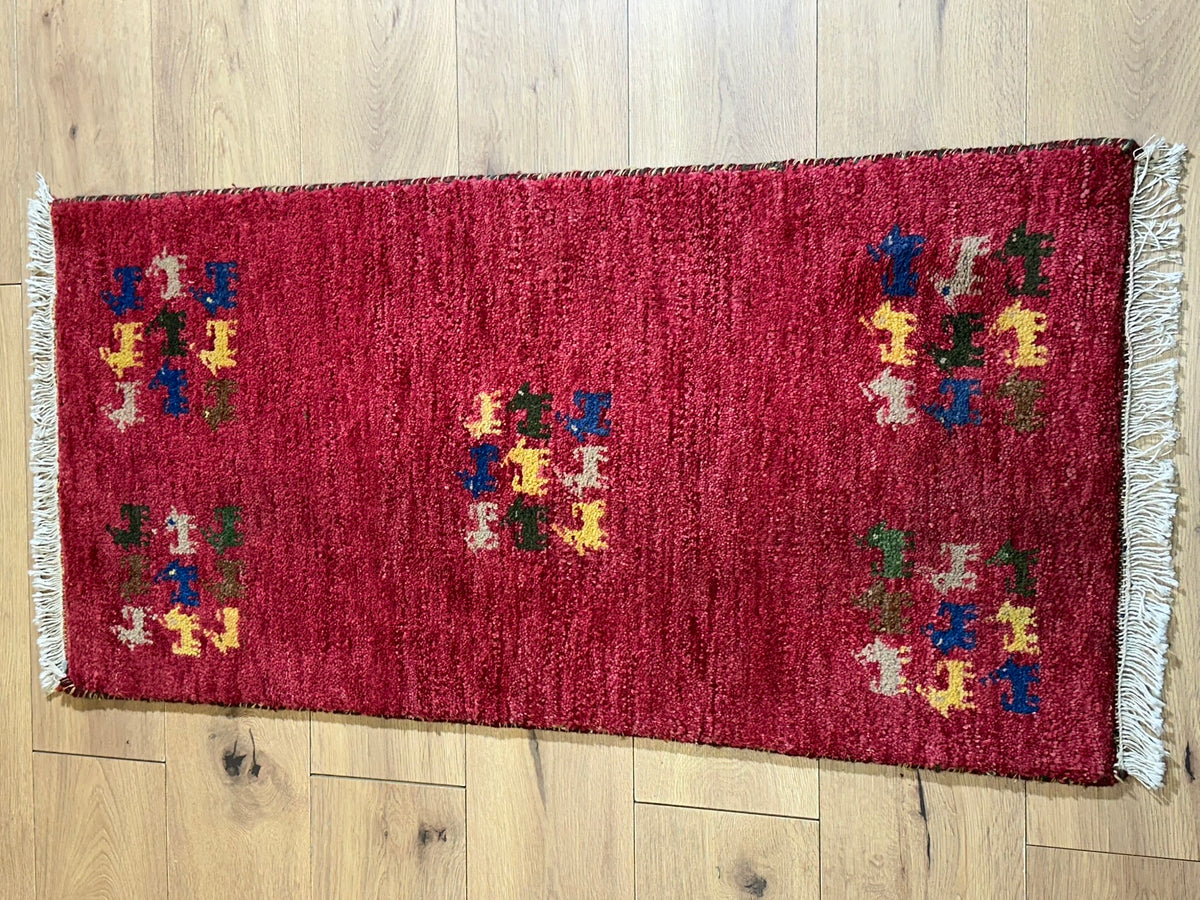 Moderner Gabbeh Teppich handgeknüpft Läufer 120x58 cm