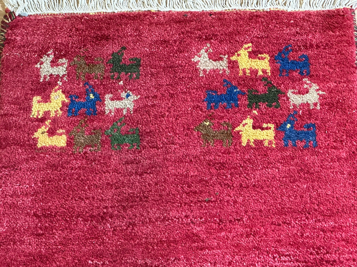 Moderner Gabbeh Teppich handgeknüpft Läufer 120x58 cm