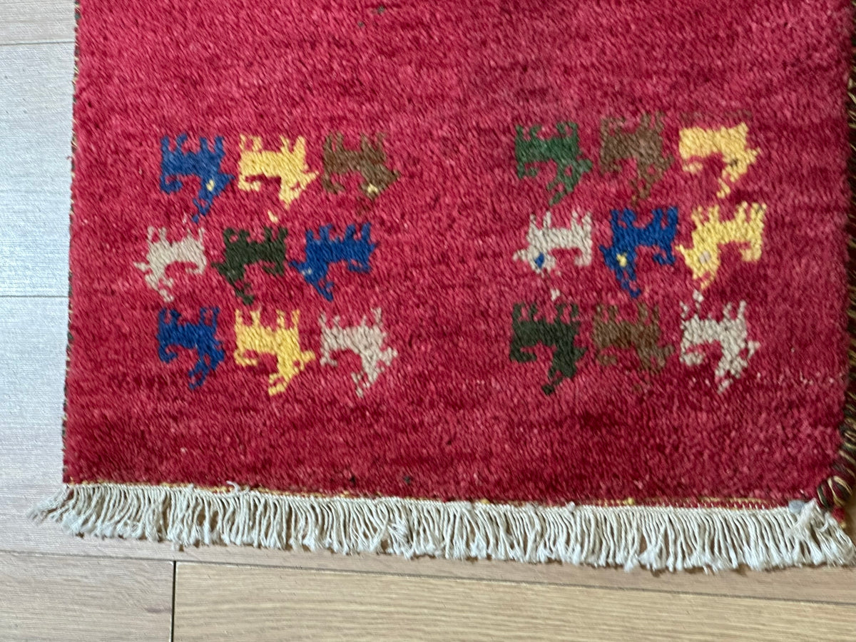 Moderner Gabbeh Teppich handgeknüpft Läufer 120x58 cm