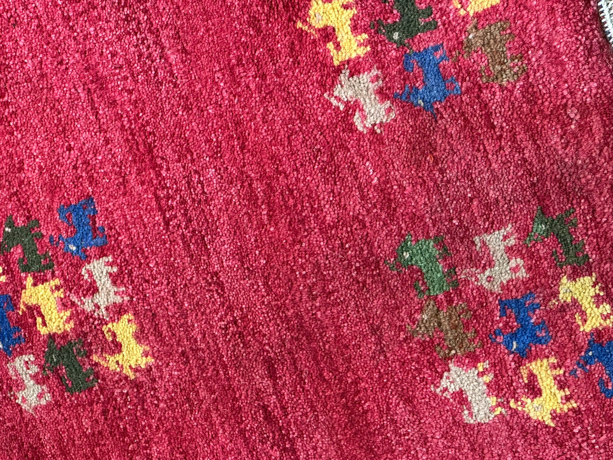 Moderner Gabbeh Teppich handgeknüpft Läufer 120x58 cm