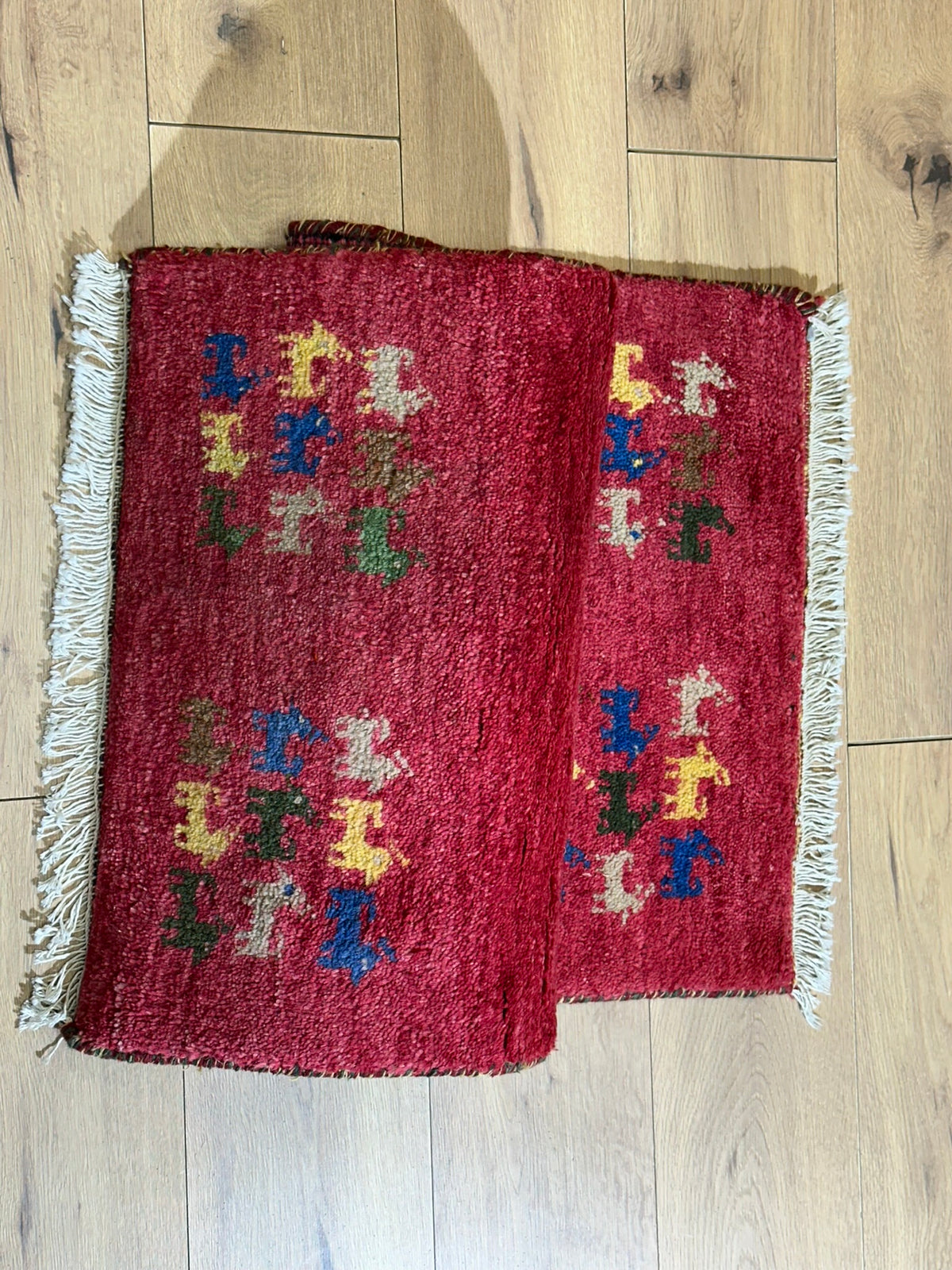 Moderner Gabbeh Teppich handgeknüpft Läufer 120x58 cm