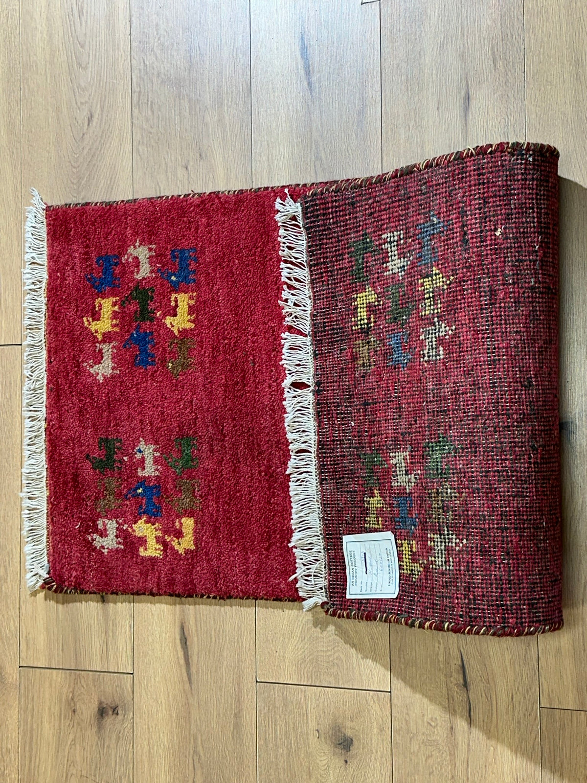Moderner Gabbeh Teppich handgeknüpft Läufer 120x58 cm
