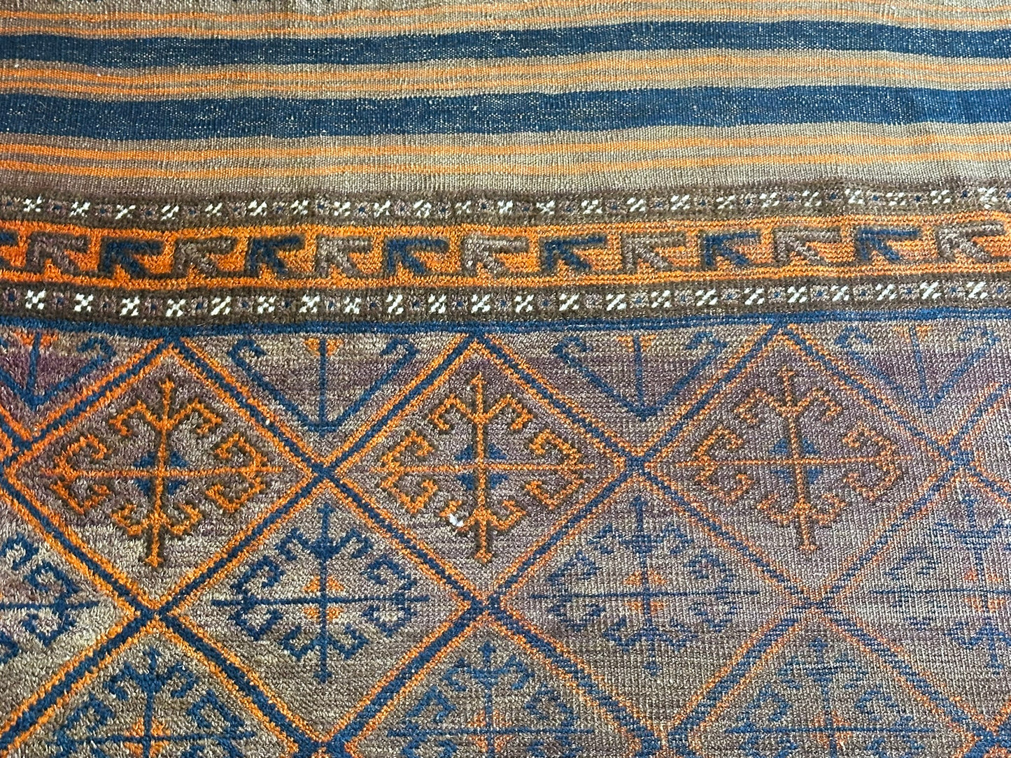 Antiker Orientteppich handgeknüpft Belutsch 197x115 cm