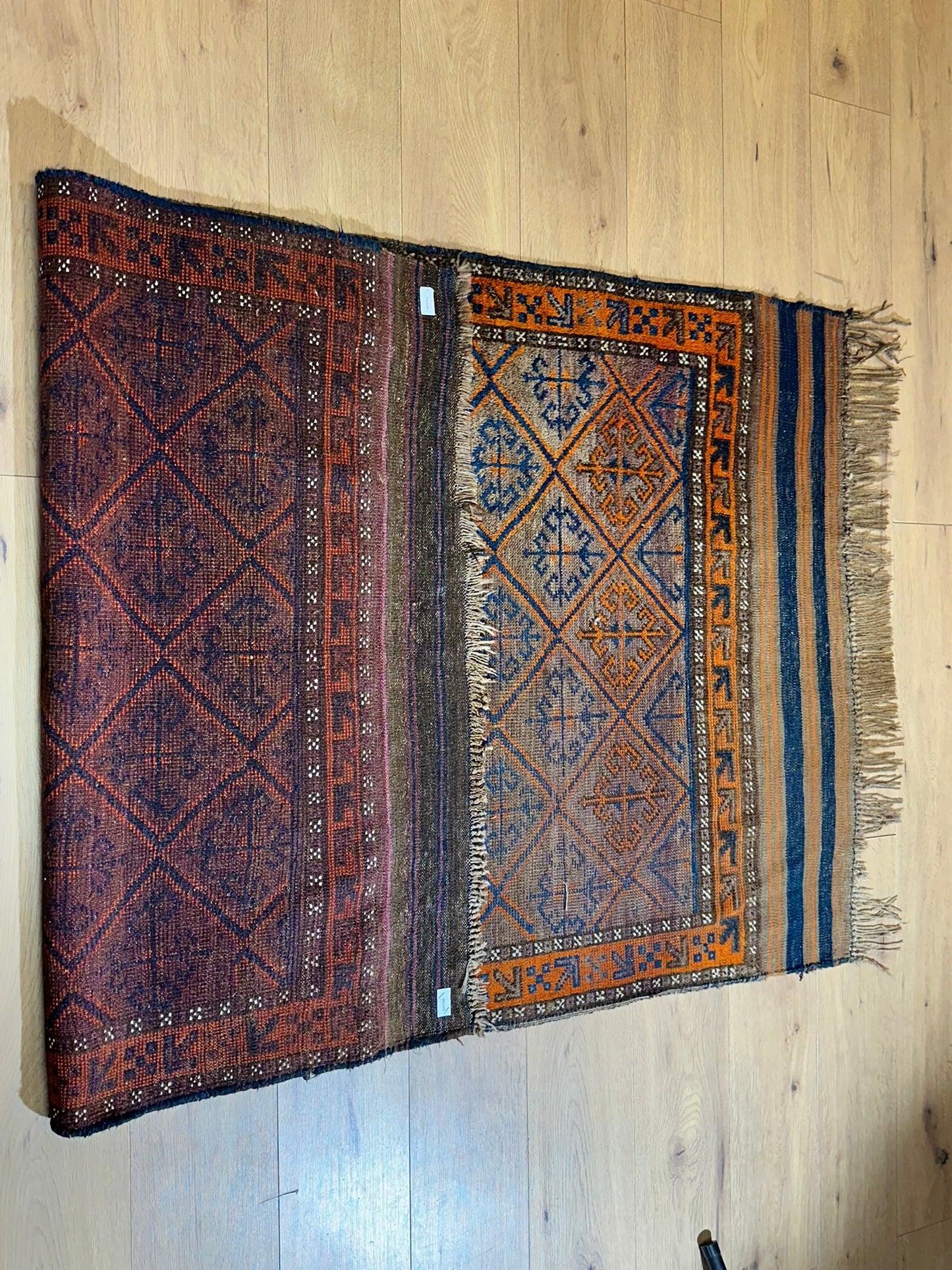 Antiker Orientteppich handgeknüpft Belutsch 197x115 cm