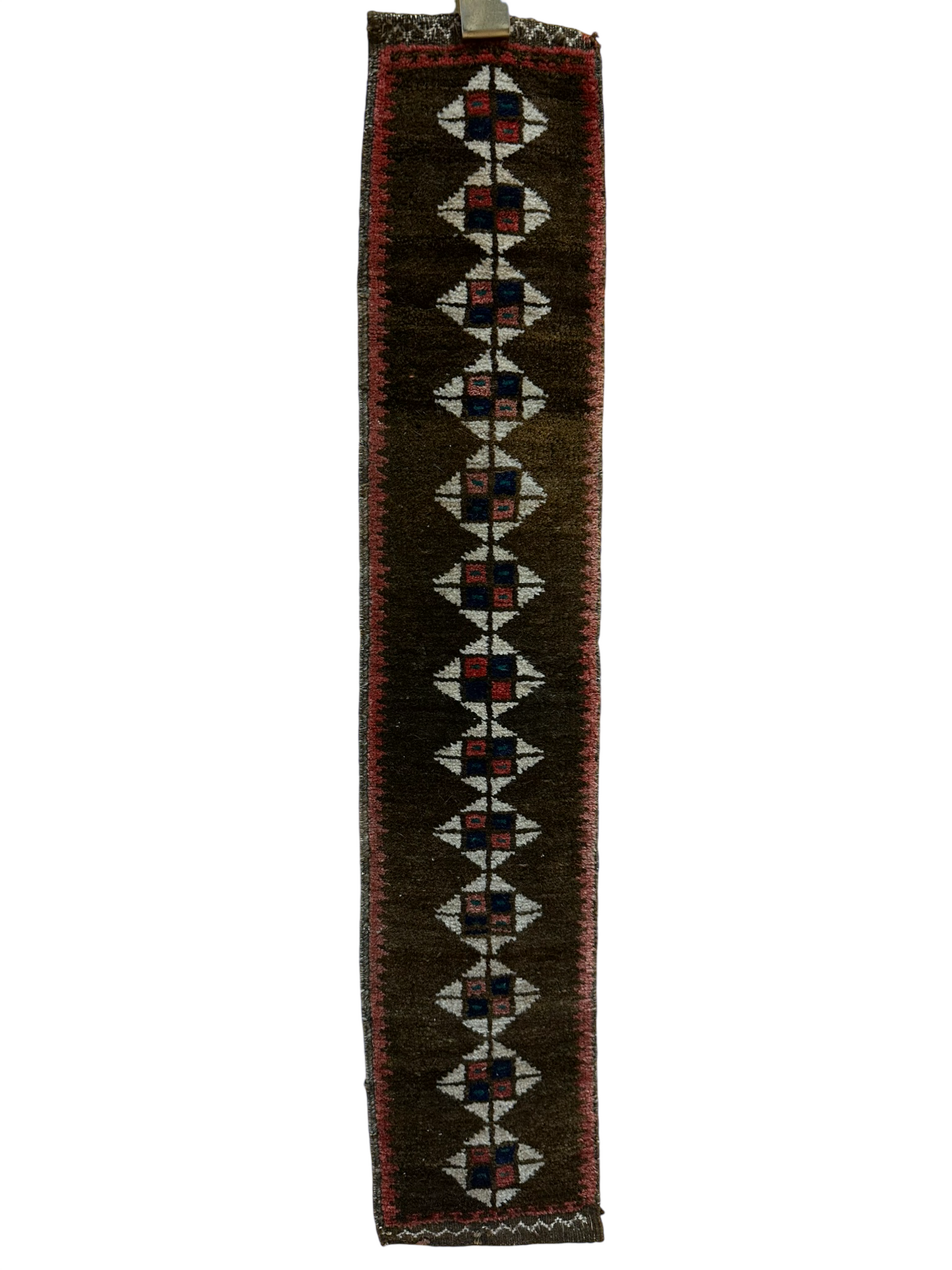 Antik Orientteppich handgeknüpft Zeltbehang naturfarben 84x17 cm
