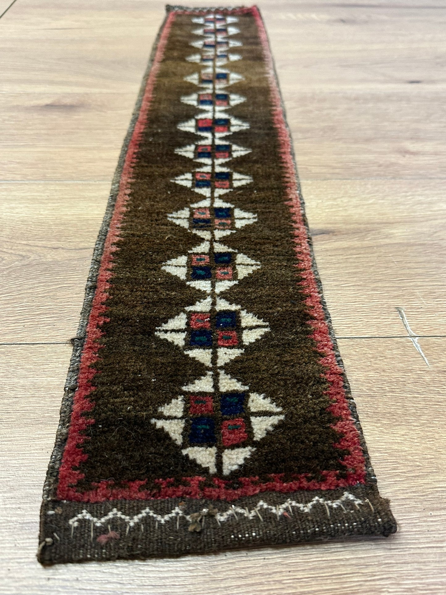 Antik Orientteppich handgeknüpft Zeltbehang naturfarben 84x17 cm