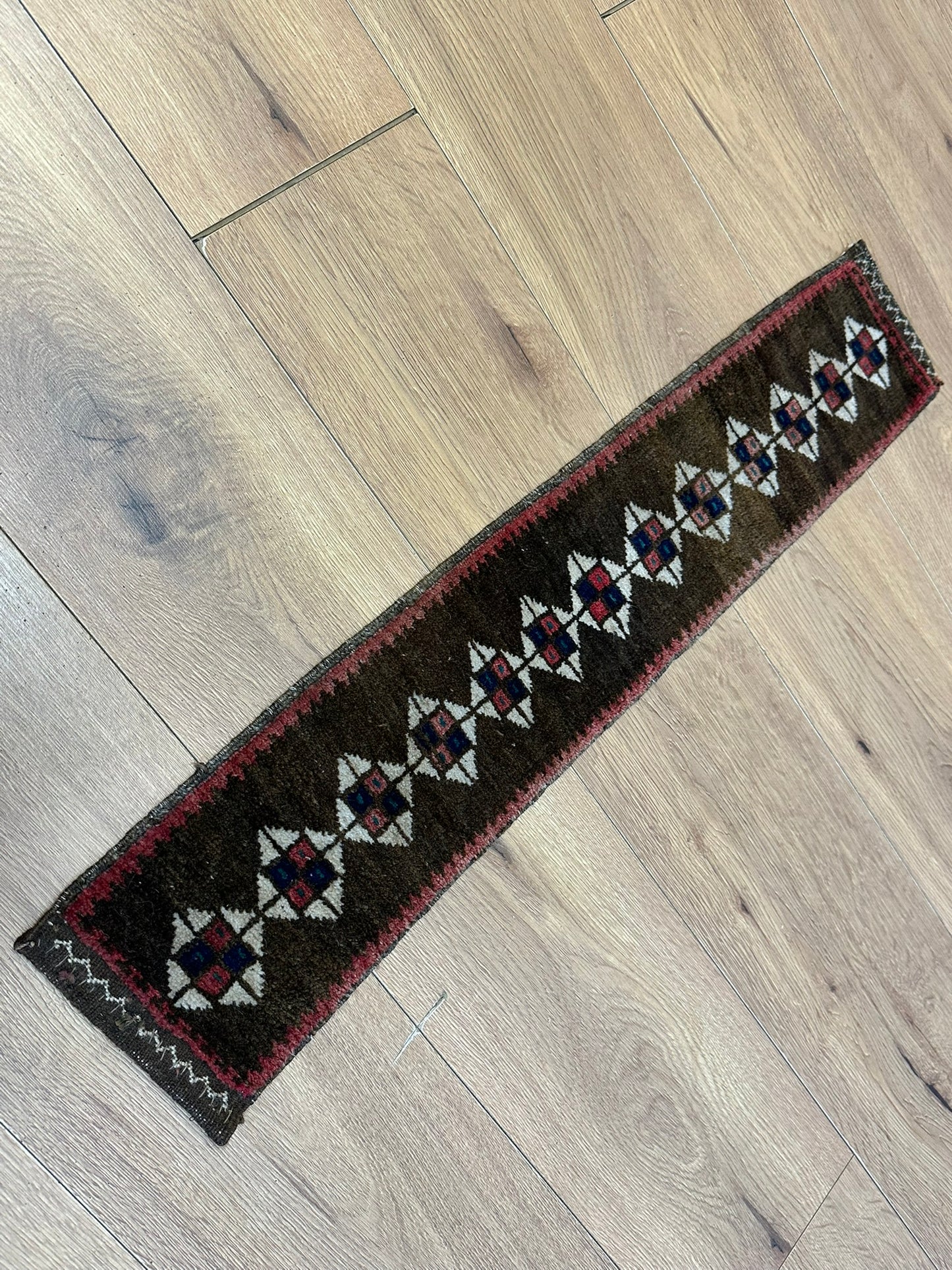 Antik Orientteppich handgeknüpft Zeltbehang naturfarben 84x17 cm