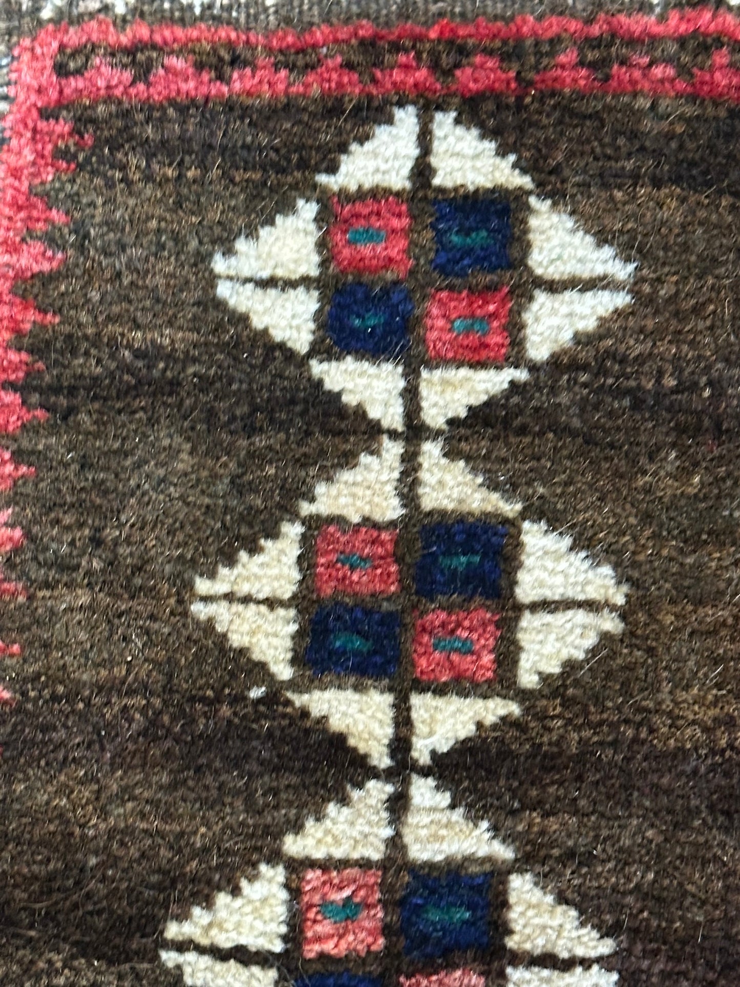 Antik Orientteppich handgeknüpft Zeltbehang naturfarben 84x17 cm