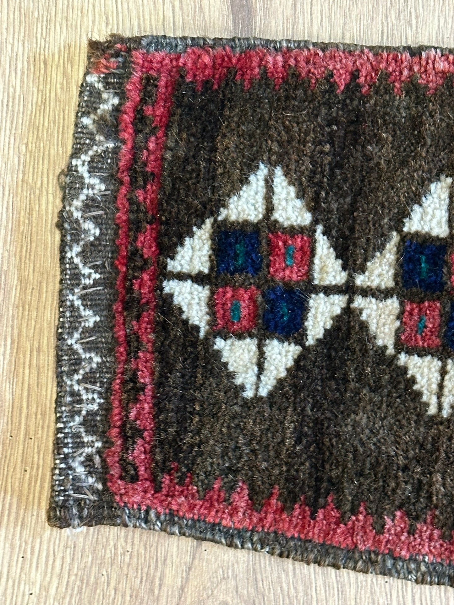 Antik Orientteppich handgeknüpft Zeltbehang naturfarben 84x17 cm