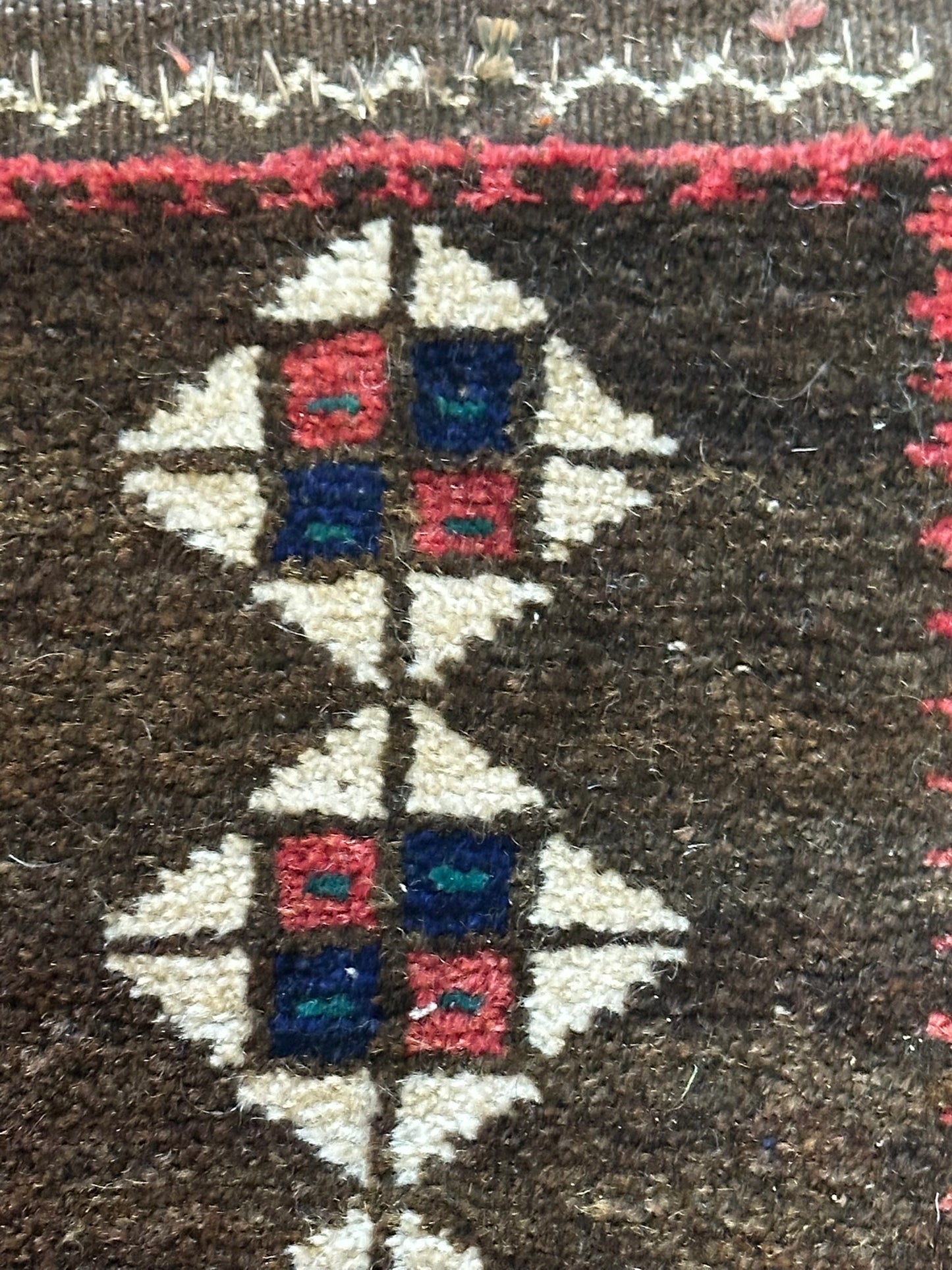 Antik Orientteppich handgeknüpft Zeltbehang naturfarben 84x17 cm