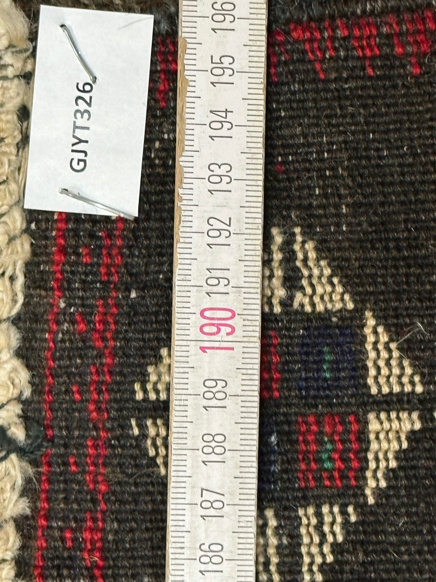 Antik Orientteppich handgeknüpft Zeltbehang naturfarben 84x17 cm