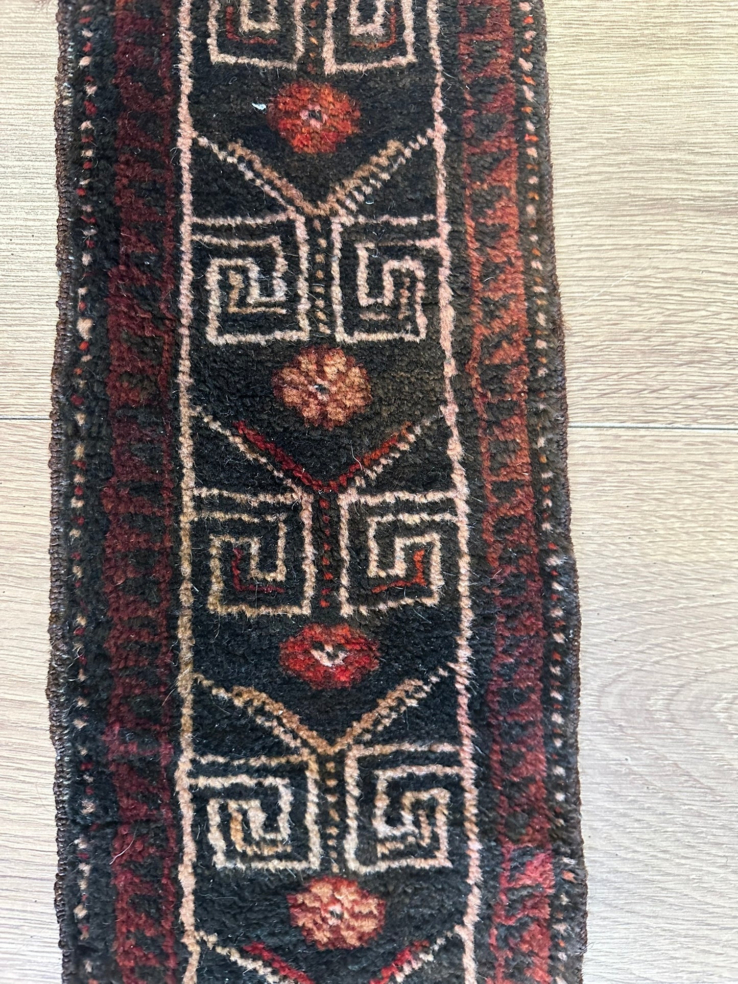 Antik Orientteppich handgeknüpft Zeltbehang naturfarben 180x17 cm