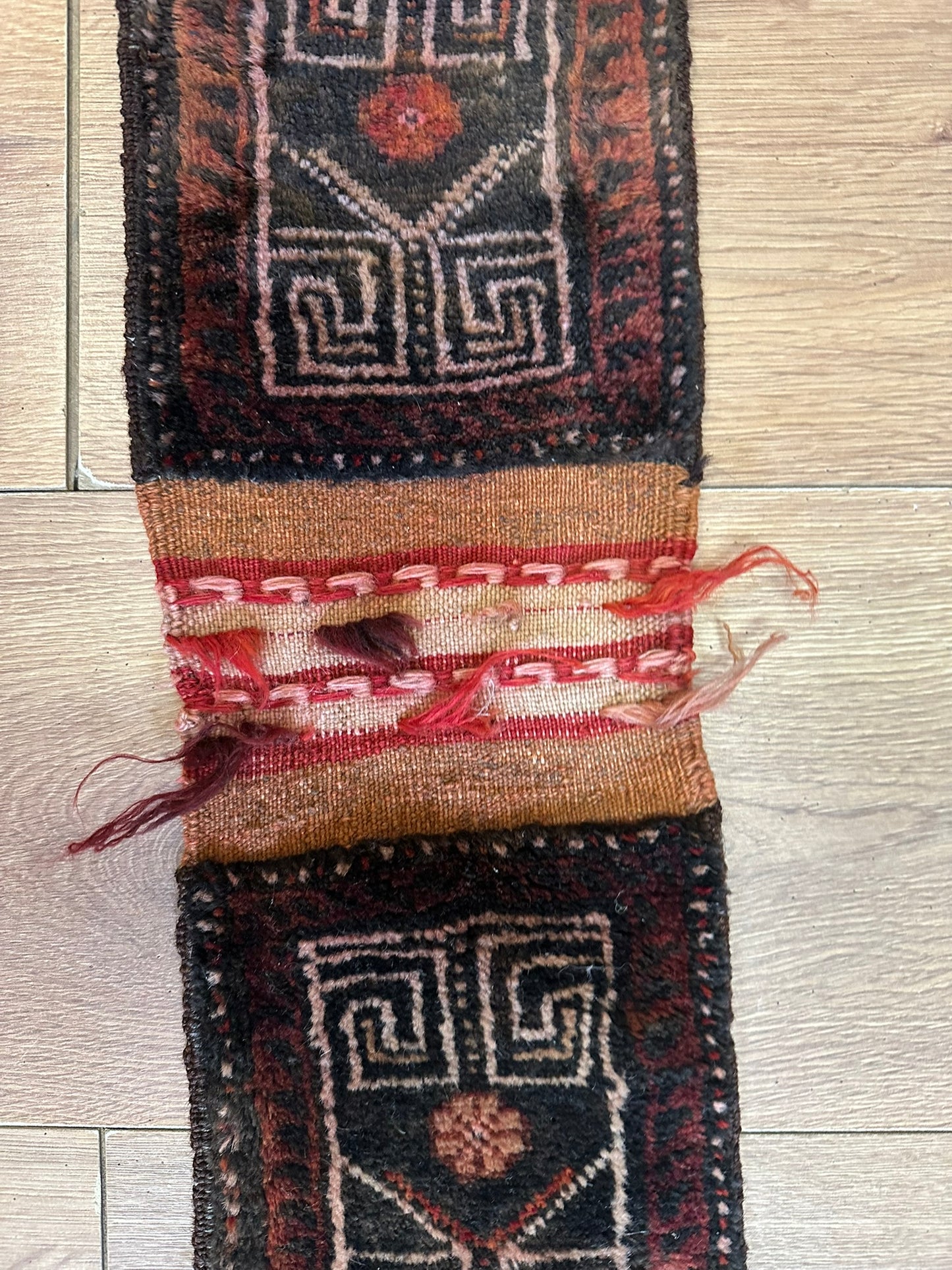 Antik Orientteppich handgeknüpft Zeltbehang naturfarben 180x17 cm