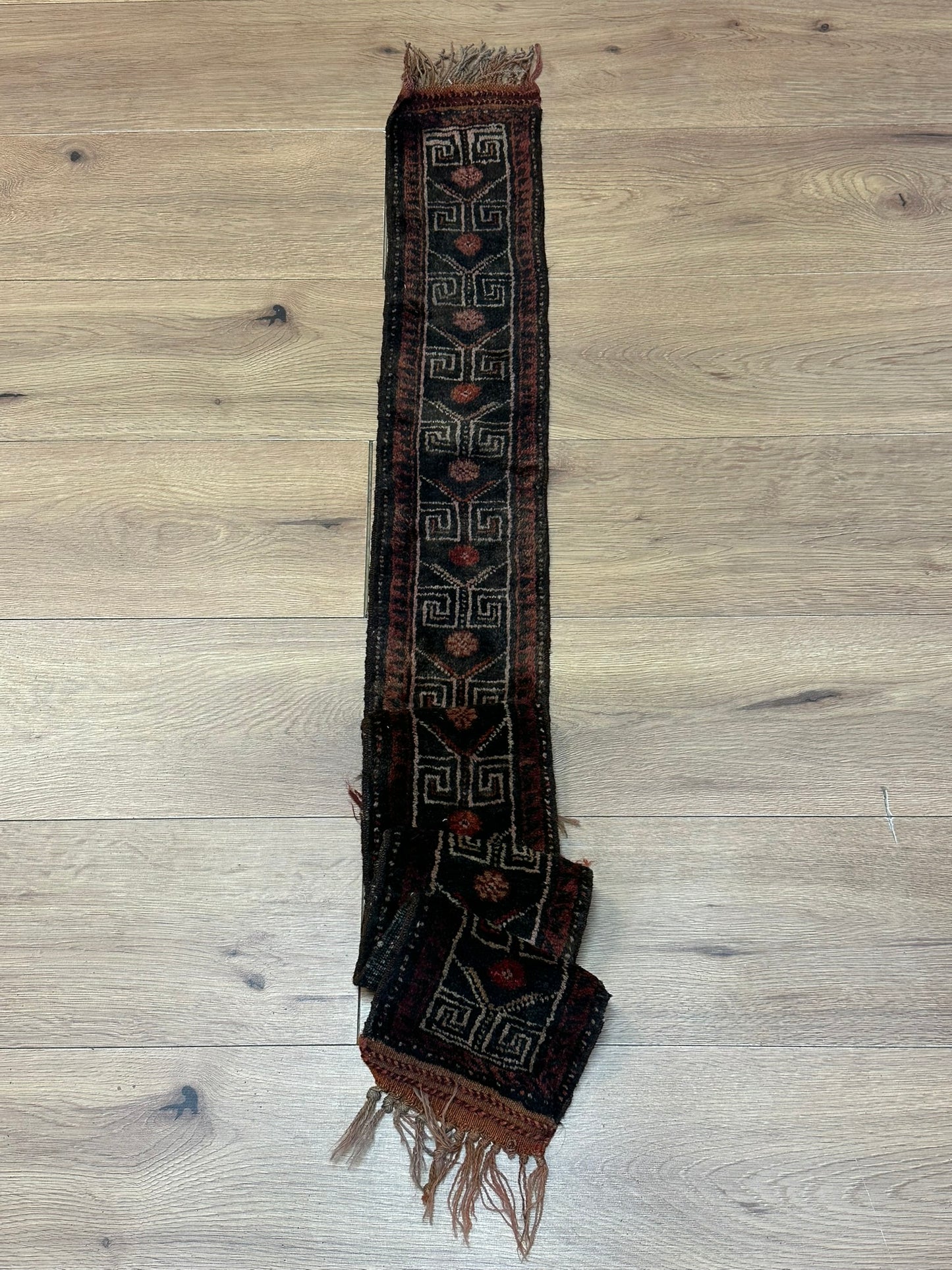 Antik Orientteppich handgeknüpft Zeltbehang naturfarben 180x17 cm