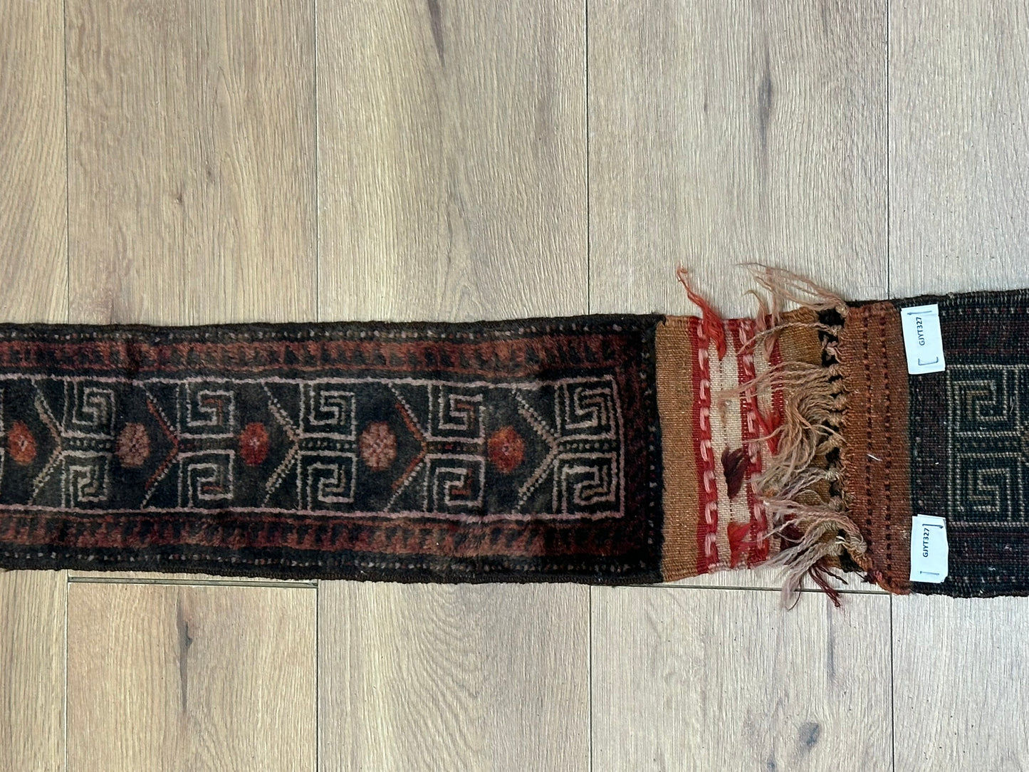 Antik Orientteppich handgeknüpft Zeltbehang naturfarben 180x17 cm