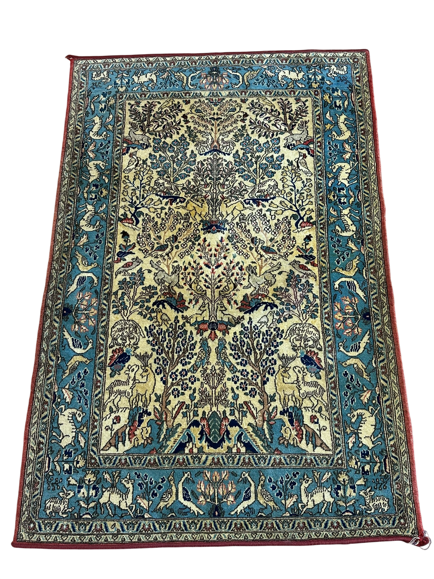 Handgeknüpfter Ghom Orientteppich mit Jagdmotiv 155 x 103 cm