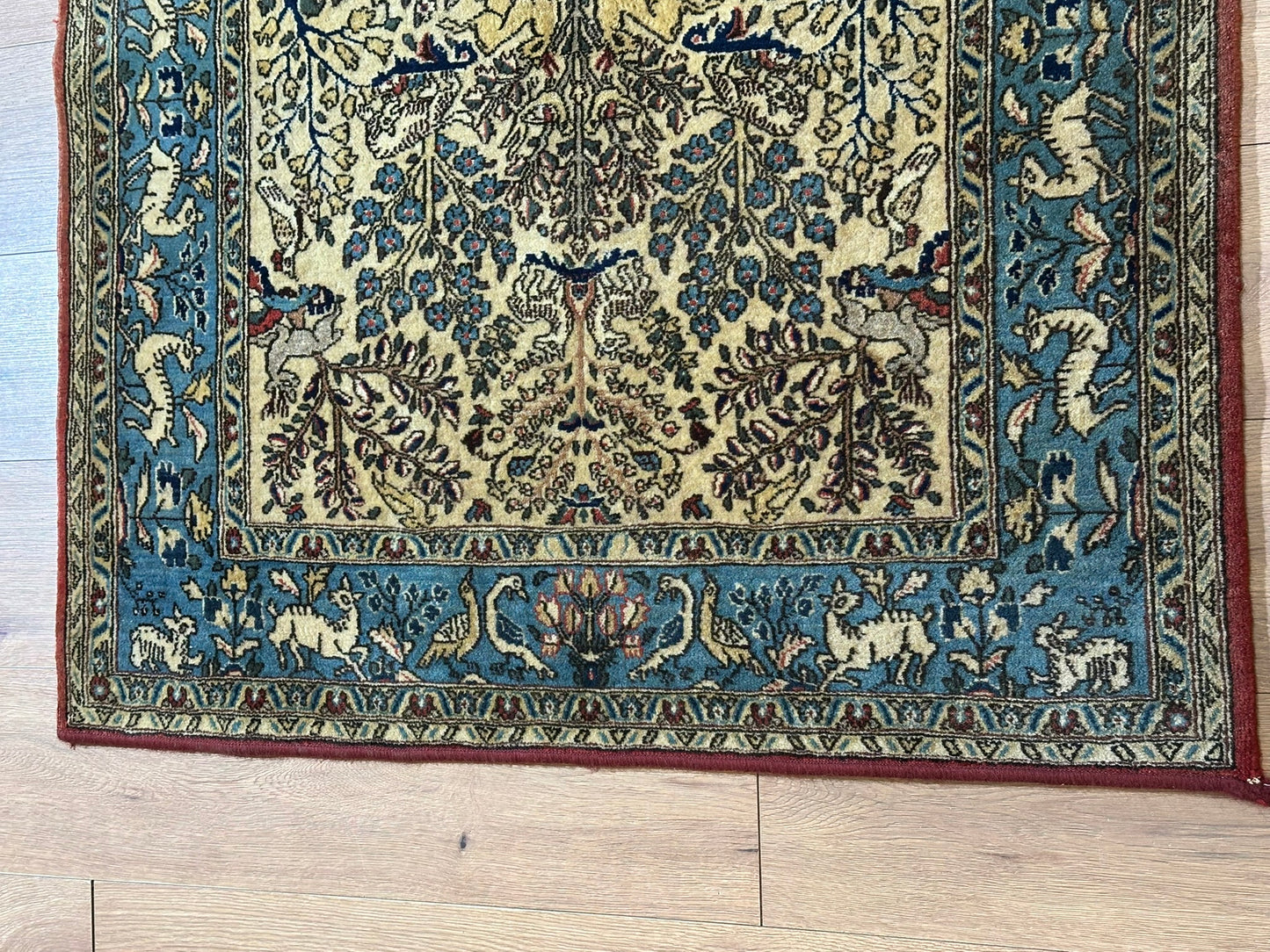 Handgeknüpfter Ghom Orientteppich mit Jagdmotiv 155 x 103 cm