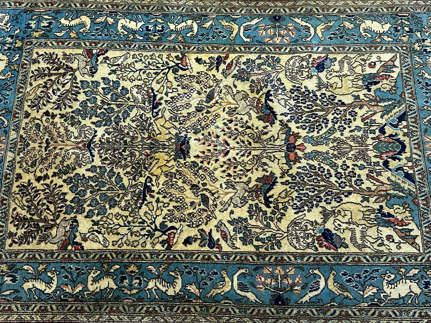 Handgeknüpfter Ghom Orientteppich mit Jagdmotiv 155 x 103 cm
