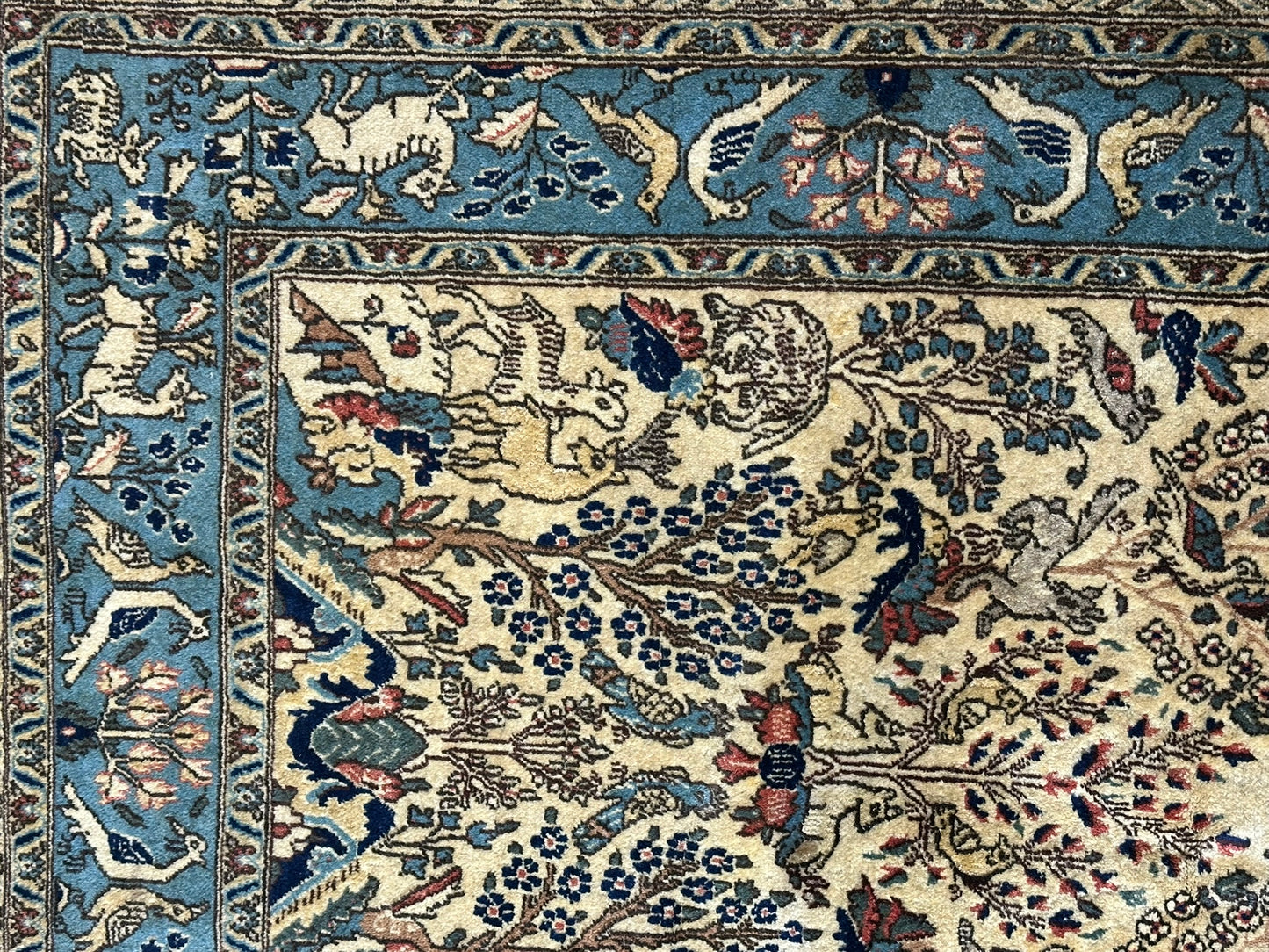 Handgeknüpfter Ghom Orientteppich mit Jagdmotiv 155 x 103 cm