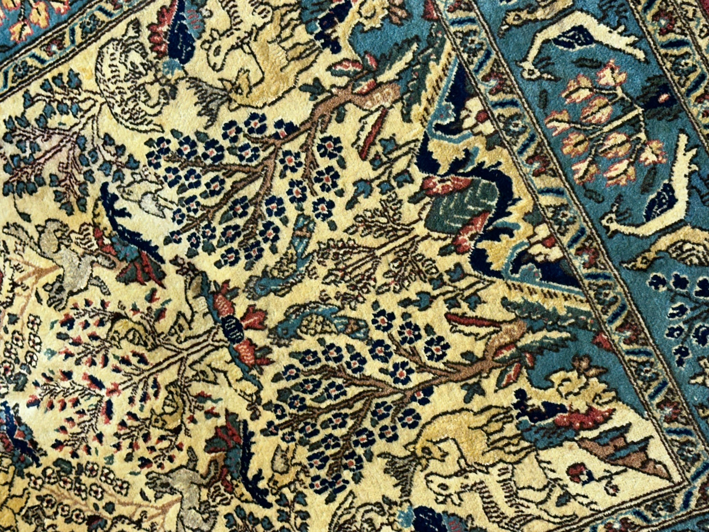 Handgeknüpfter Ghom Orientteppich mit Jagdmotiv 155 x 103 cm