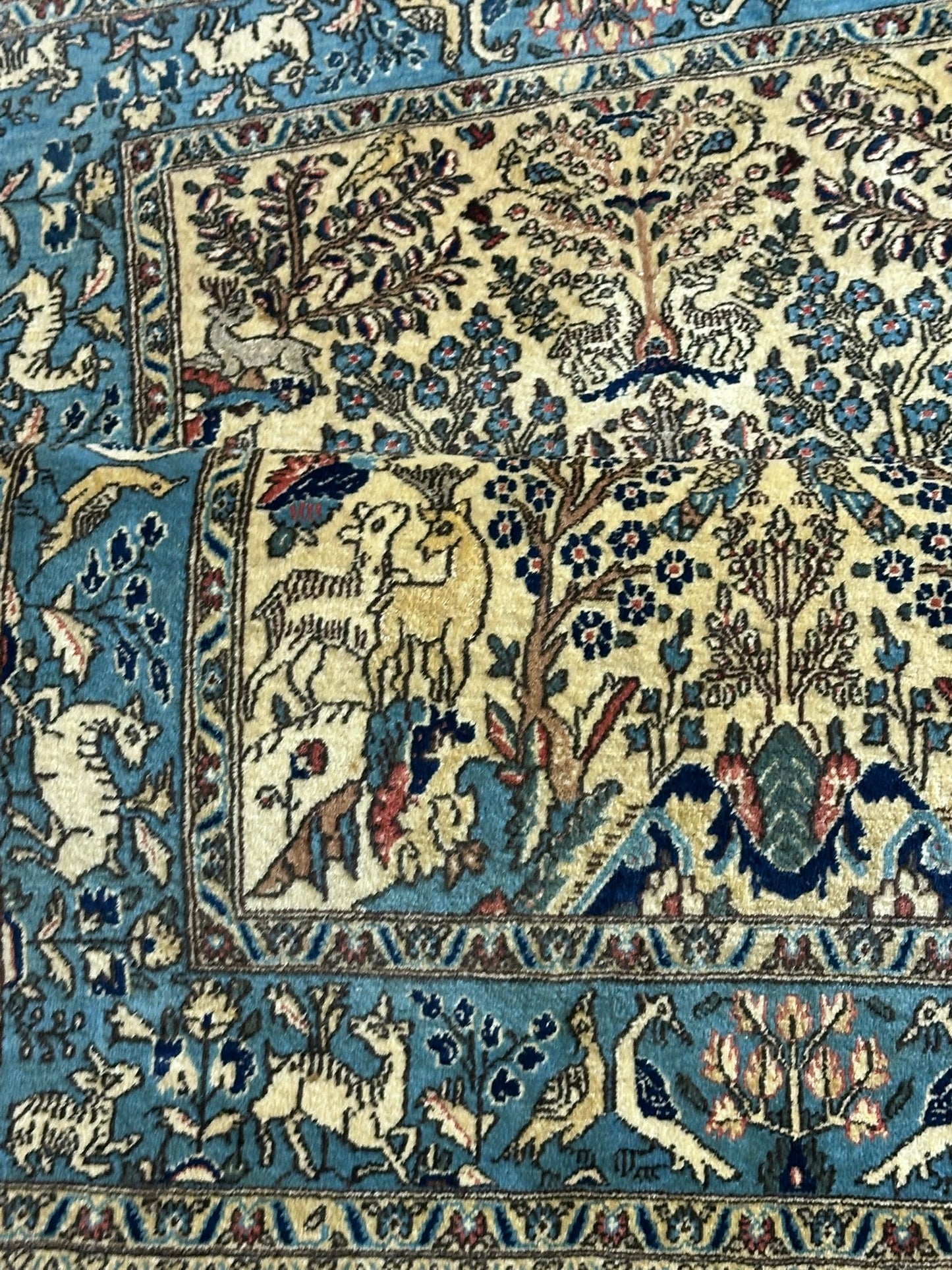 Handgeknüpfter Ghom Orientteppich mit Jagdmotiv 155 x 103 cm