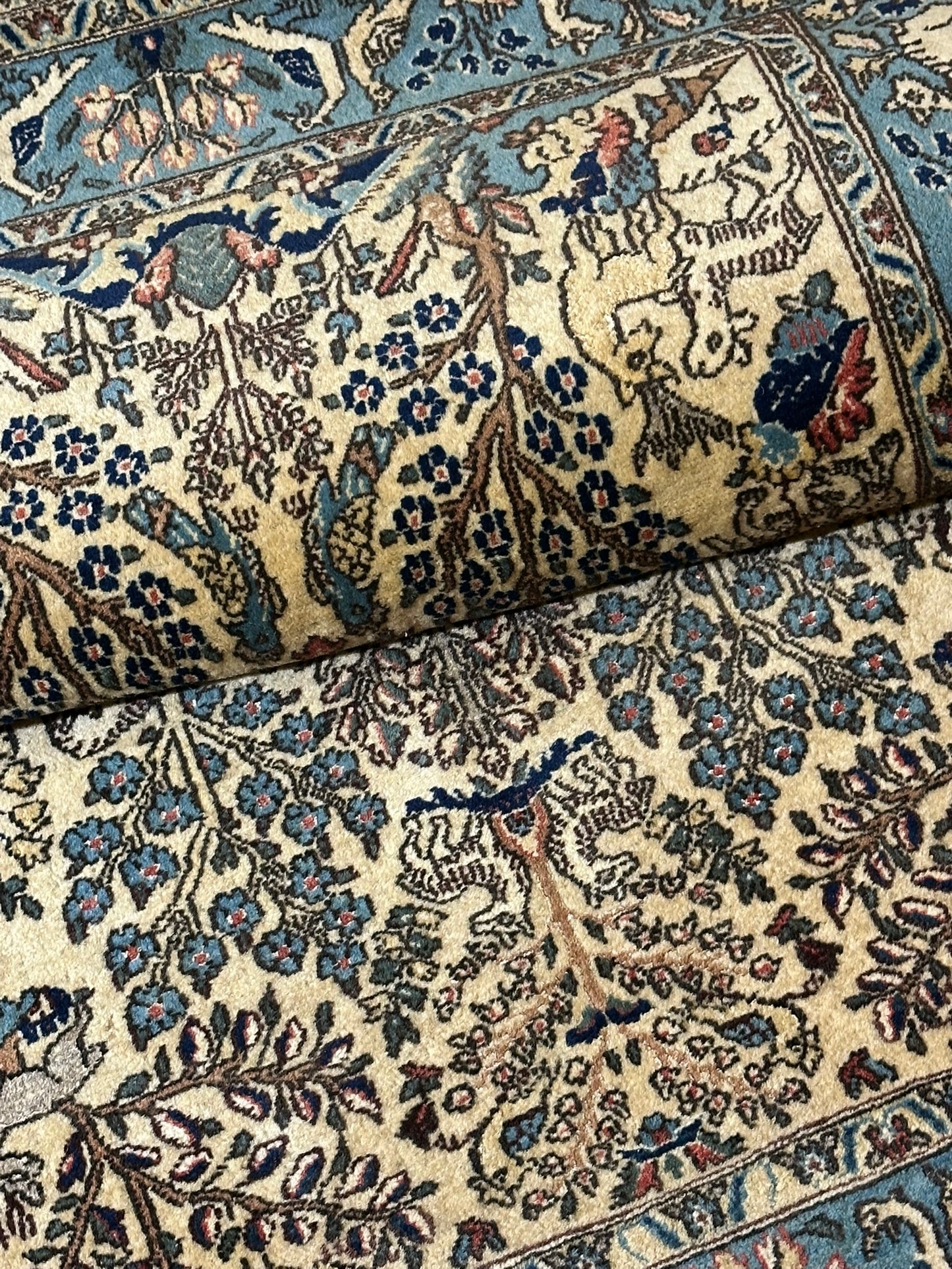 Handgeknüpfter Ghom Orientteppich mit Jagdmotiv 155 x 103 cm