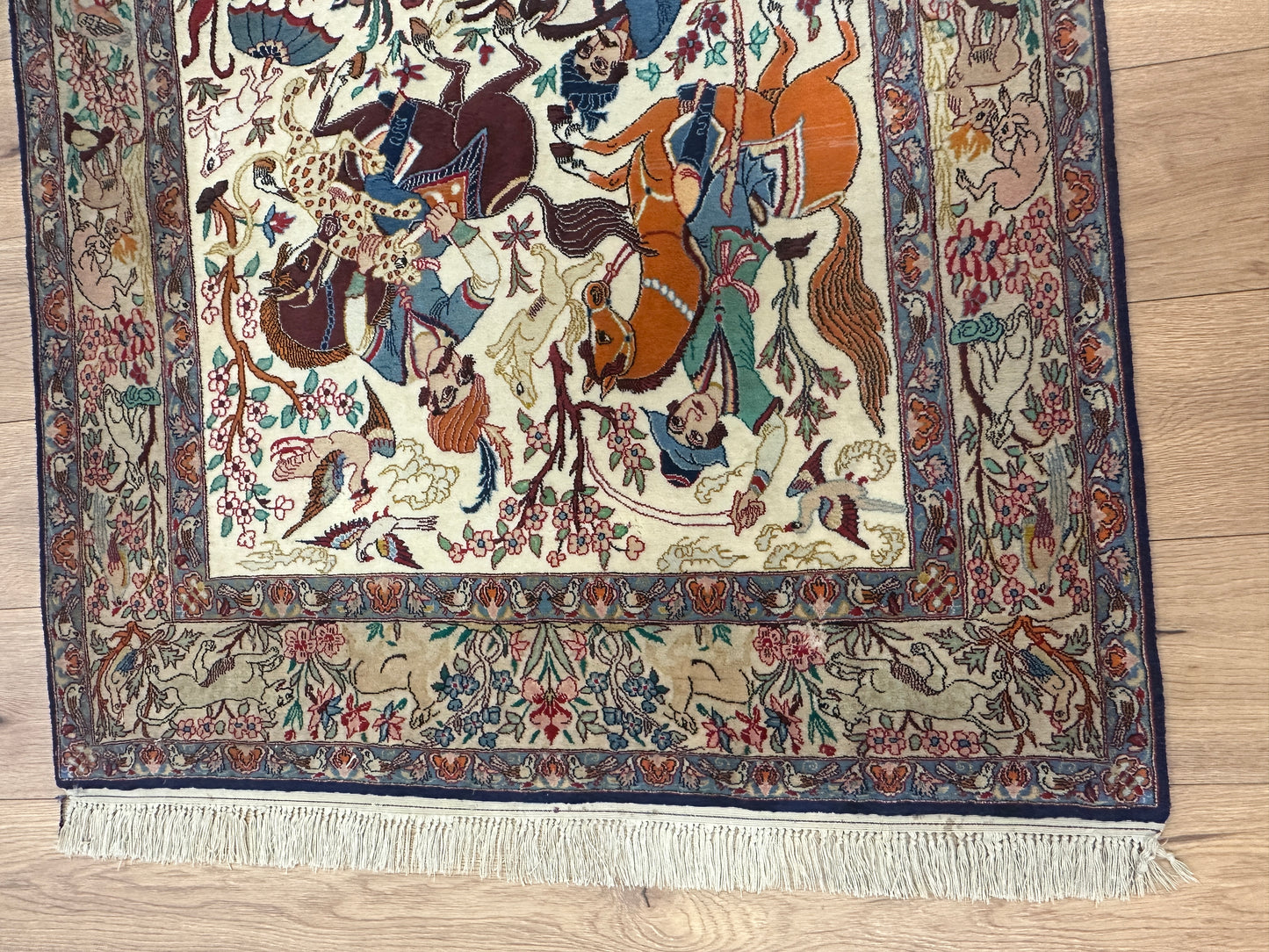 Handgeknüpfter Perser Orientteppich - Feiner Isfahan Kork auf Seide 170x100cm