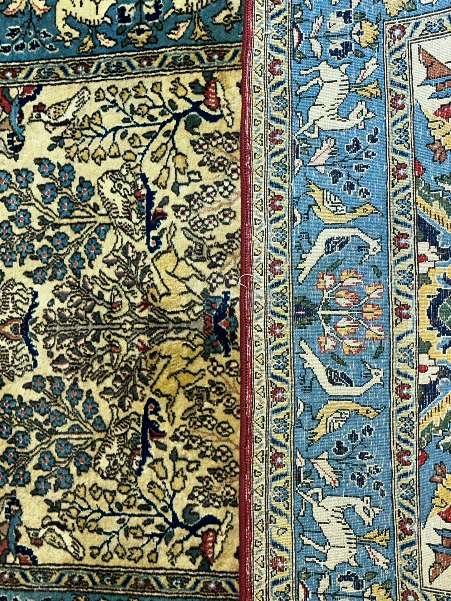 Handgeknüpfter Ghom Orientteppich mit Jagdmotiv 155 x 103 cm