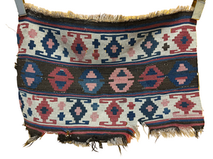 Antik Orientteppich handgeknüpft Anatolien Kelim naturfarben 68x44 cm