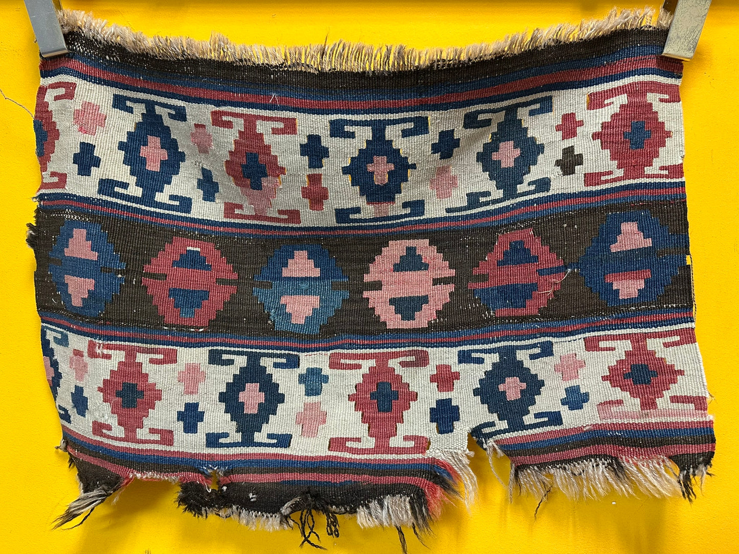 Antik Orientteppich handgeknüpft Anatolien Kelim naturfarben 68x44 cm