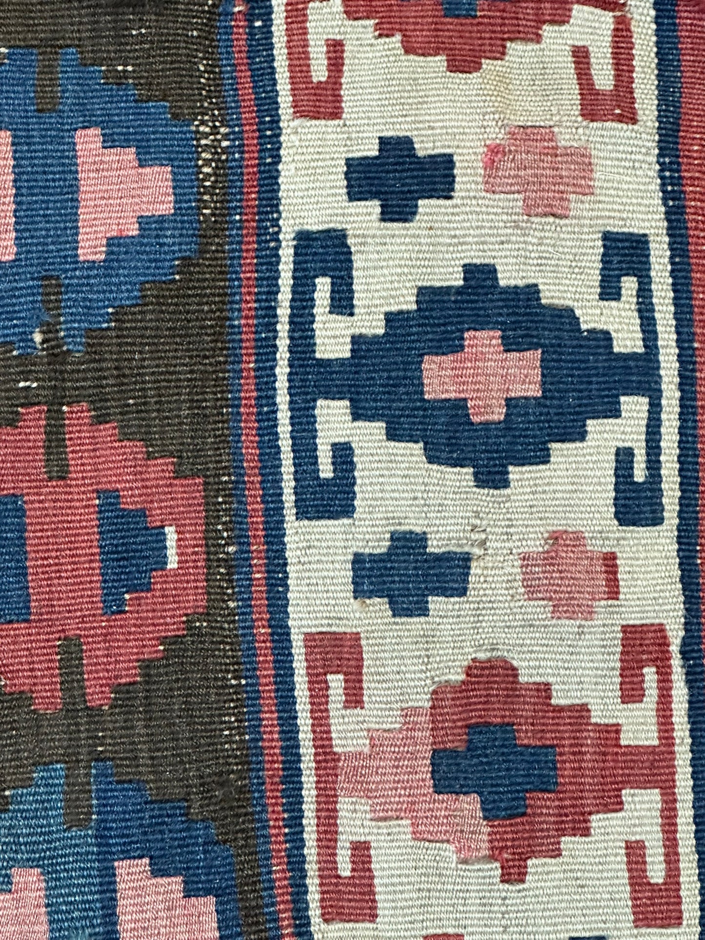 Antik Orientteppich handgeknüpft Anatolien Kelim naturfarben 68x44 cm