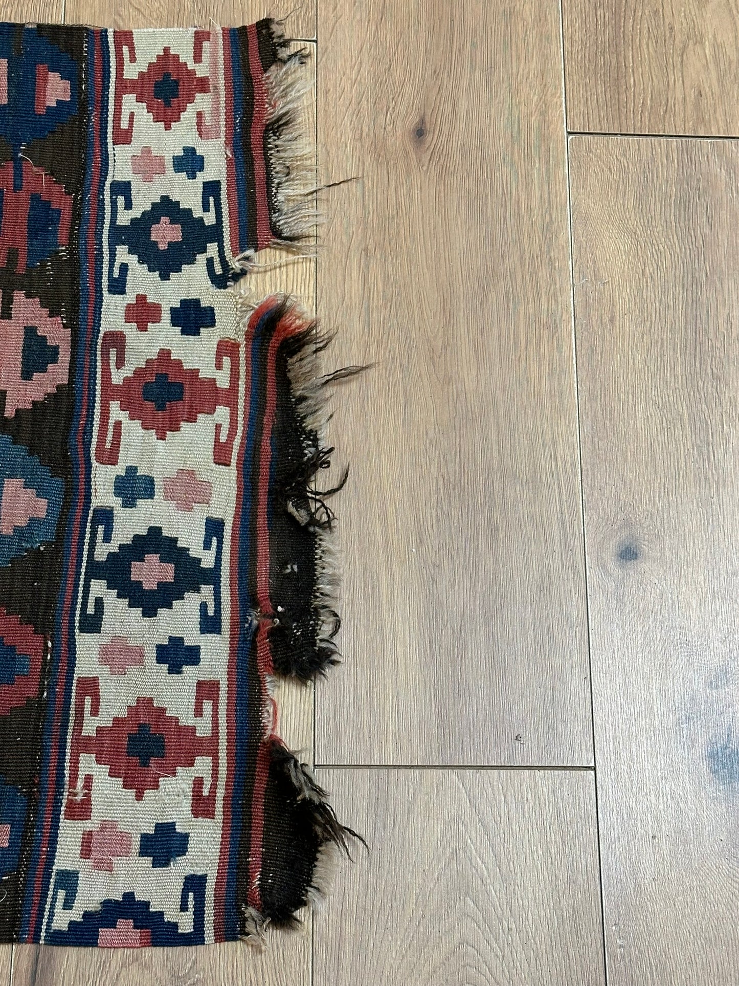 Antik Orientteppich handgeknüpft Anatolien Kelim naturfarben 68x44 cm