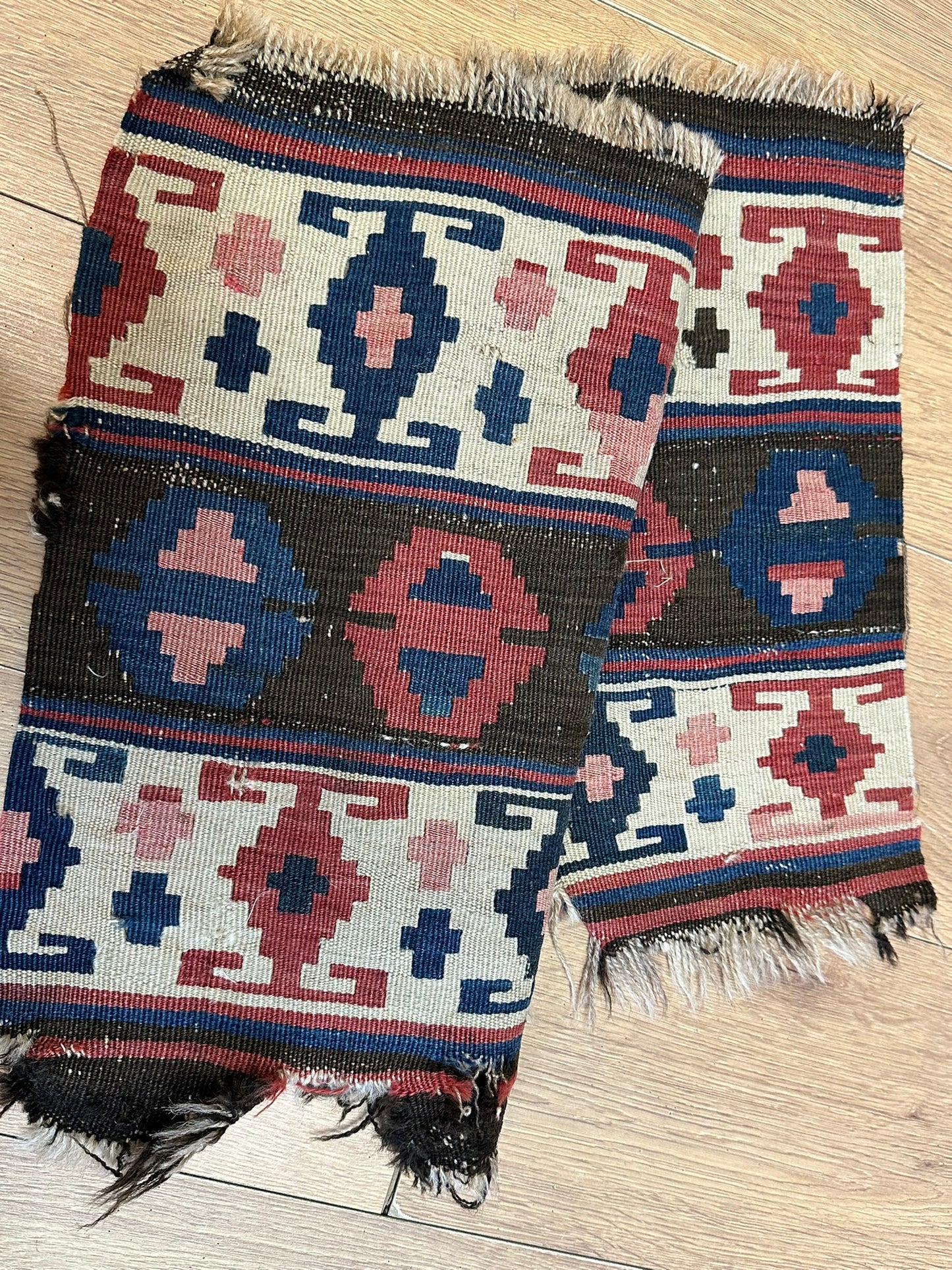 Antik Orientteppich handgeknüpft Anatolien Kelim naturfarben 68x44 cm
