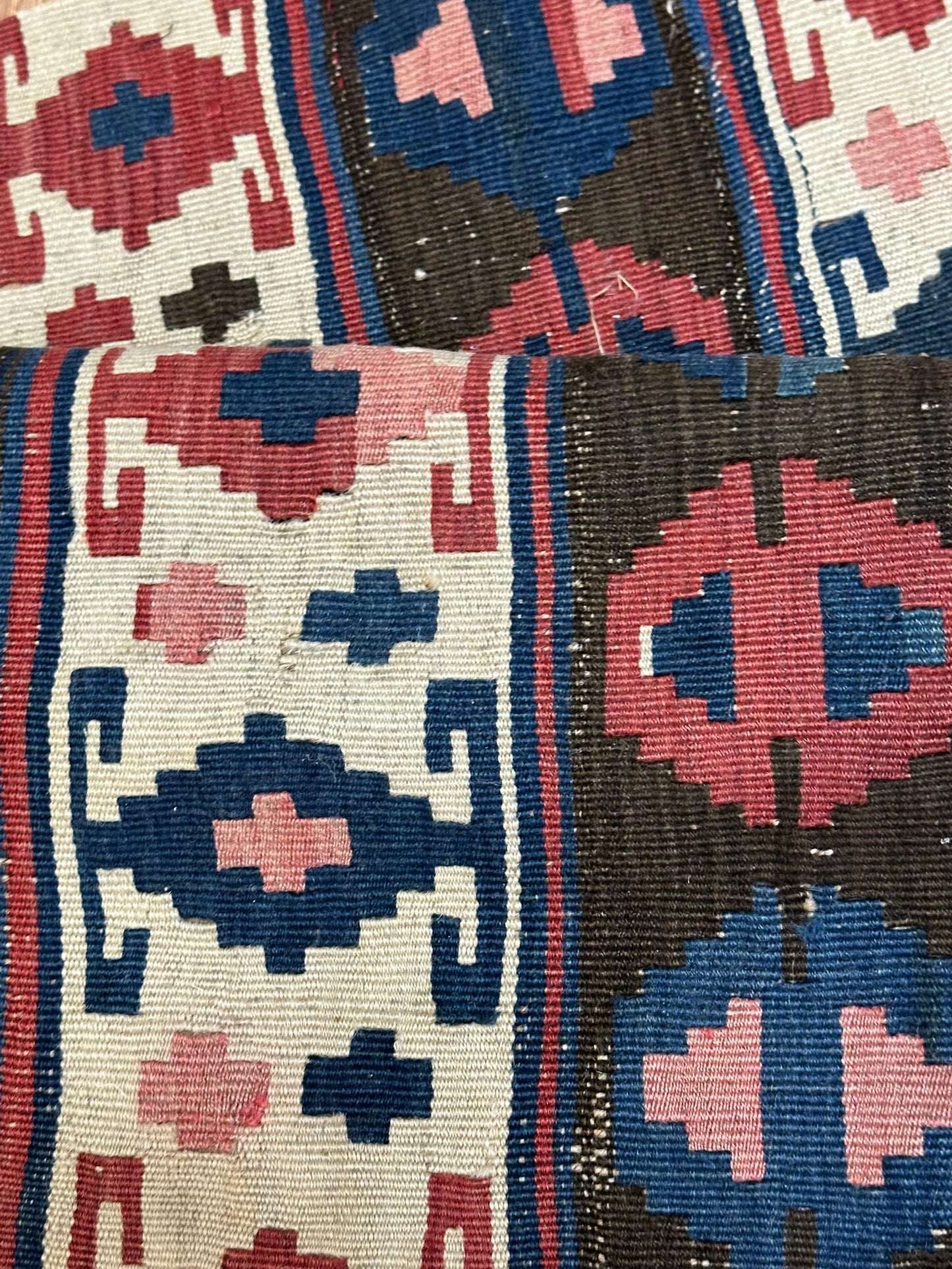 Antik Orientteppich handgeknüpft Anatolien Kelim naturfarben 68x44 cm