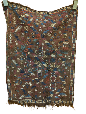 Antik Orientteppich handgeknüpft Anatolien Kelim naturfarben 85x60 cm