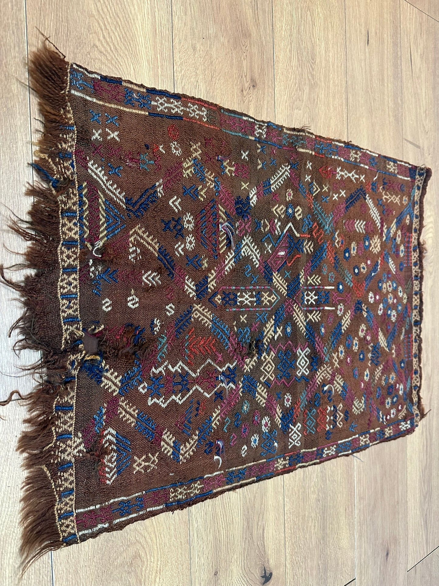 Antik Orientteppich handgeknüpft Anatolien Kelim naturfarben 85x60 cm