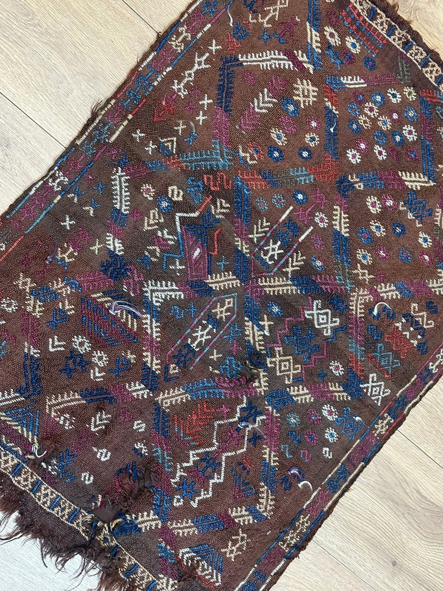 Antik Orientteppich handgeknüpft Anatolien Kelim naturfarben 85x60 cm