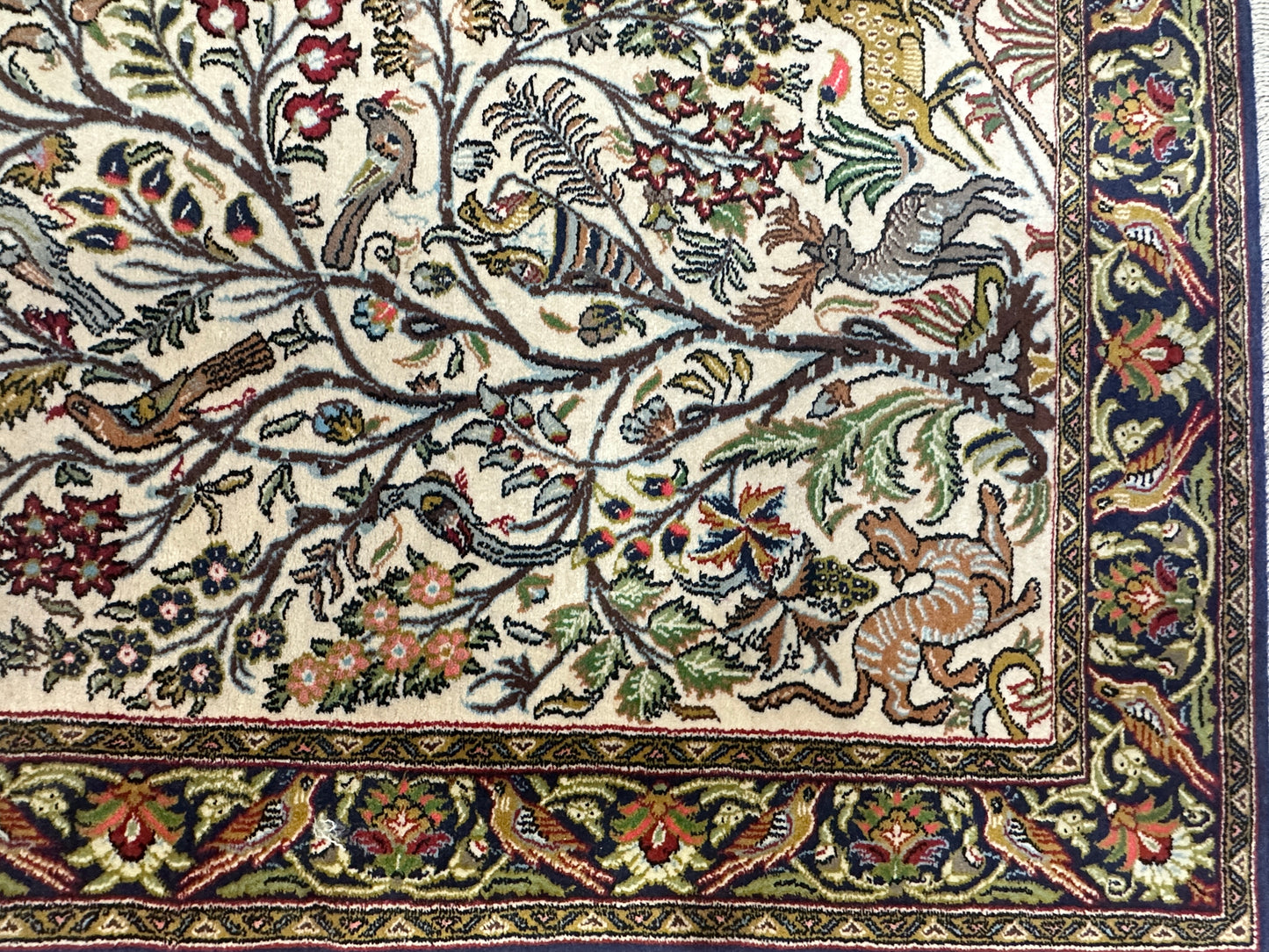 Handgeknüpfter Perser Orientteppich Feiner Ghom Seide Lebensbaum 130x80cm