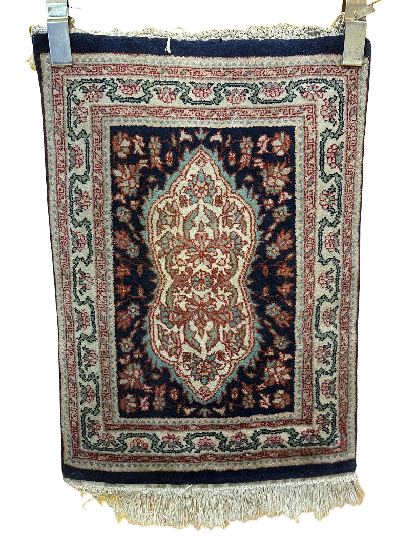 Antik Orientteppich handgeknüpft Ghom Naturfarben 70x50 cm